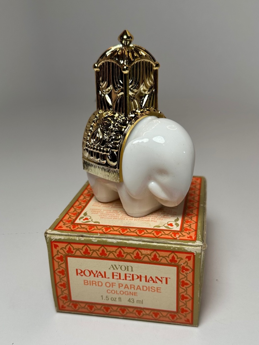 Vintage Avon Royal Elephant Bottle Bird of Paradise,  New in box